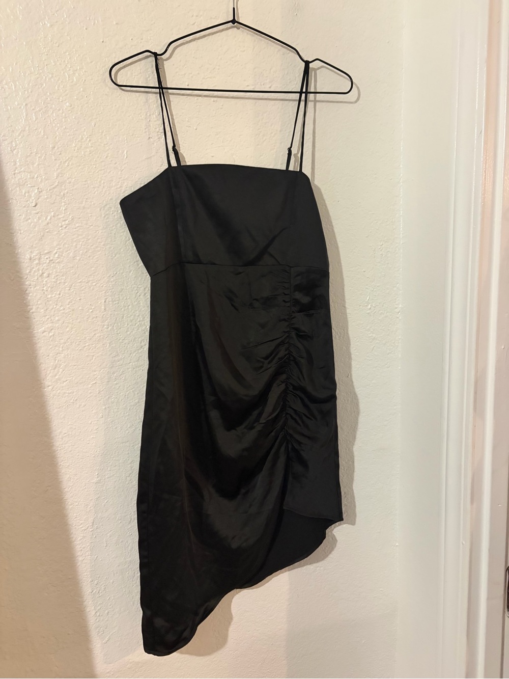 Black Satin Slip Dress with Adjustable Straps